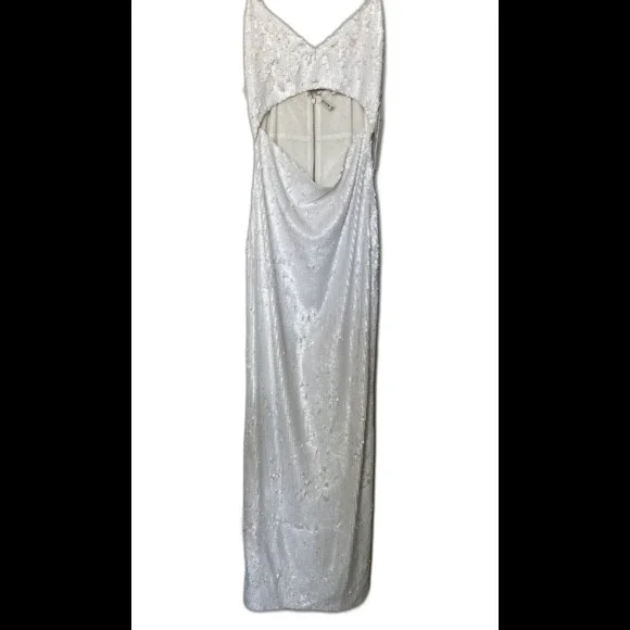 NEW Alice + Olivia Valli Cut Out Cami Maxi Dress White Sequins Size 6 Wedding - Picture 3 of 12